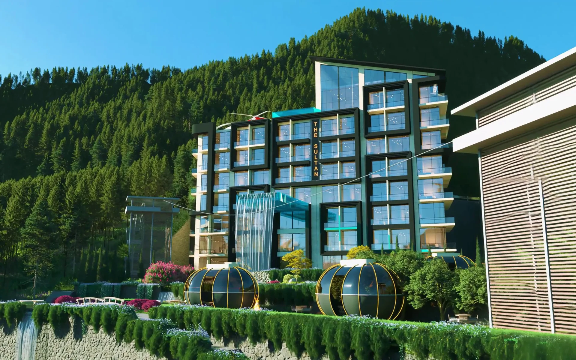 Entrance of luxury apartment in Galiyat – The Sultan Galiyat - Also Secure Commercial Shops in Galiyat